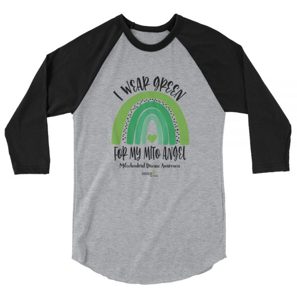 3/4 Sleeve Raglan 'I Wear Green for My Mito Angel' Shirt - Image 2
