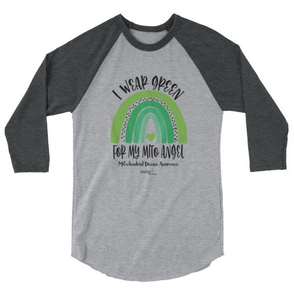 3/4 Sleeve Raglan 'I Wear Green for My Mito Angel' Shirt - Image 3
