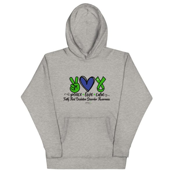 Unisex Blue Peace Love Cure (FAOD) Hoodie - Image 2