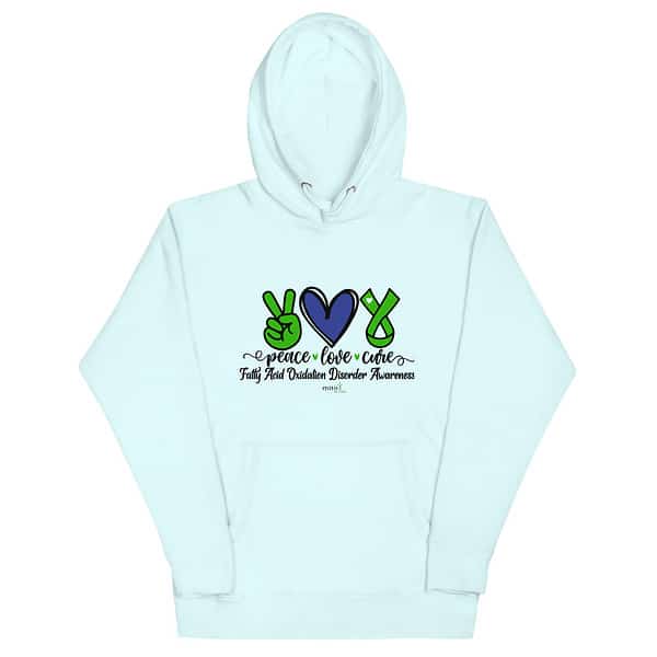Unisex Blue Peace Love Cure (FAOD) Hoodie - Image 3