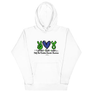 Unisex Blue Peace Love Cure (FAOD) Hoodie