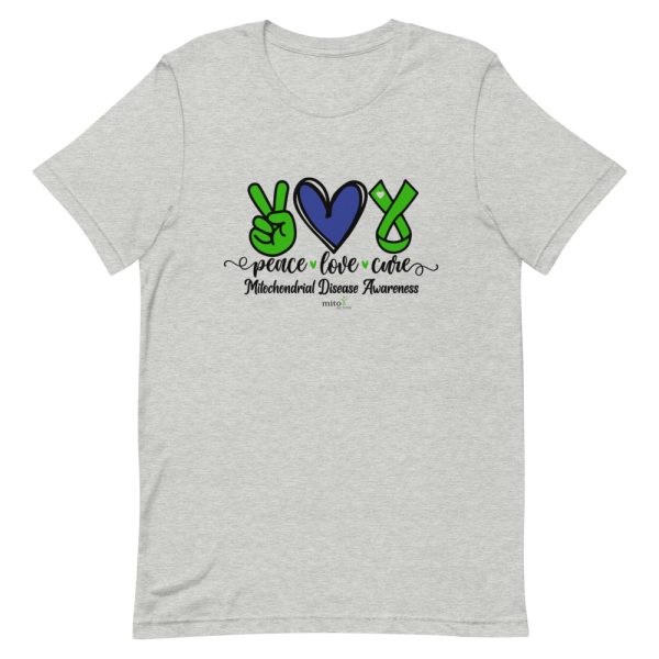 Short-Sleeve Unisex Blue Peace Love Cure T-Shirt - Image 6
