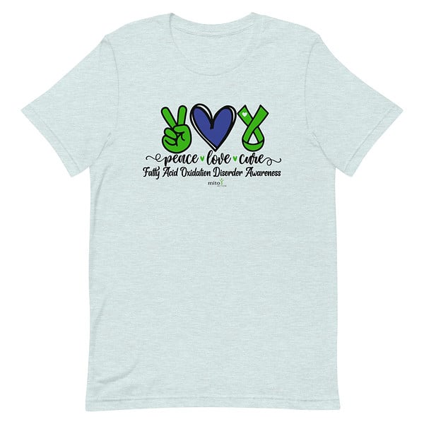 Short-Sleeve Unisex Blue Peace Love Cure (FAOD) T-Shirt - Image 9