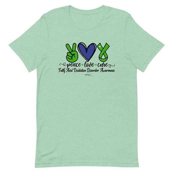 Short-Sleeve Unisex Blue Peace Love Cure (FAOD) T-Shirt - Image 7