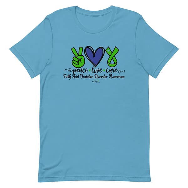 Short-Sleeve Unisex Blue Peace Love Cure (FAOD) T-Shirt - Image 6