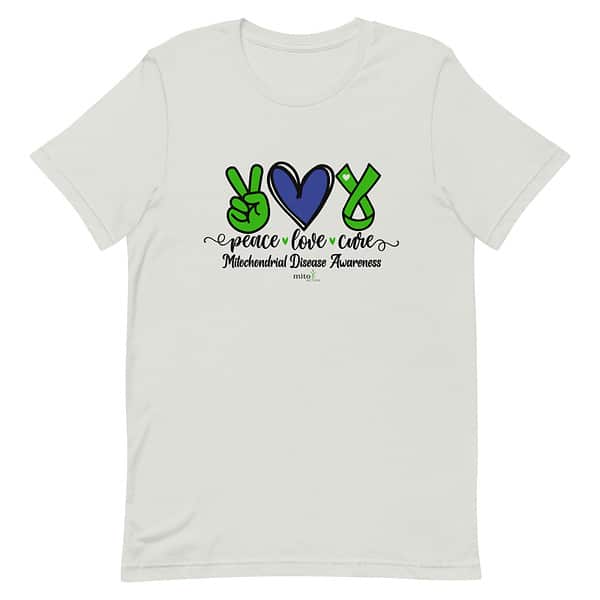 Short-Sleeve Unisex Blue Peace Love Cure T-Shirt - Image 9