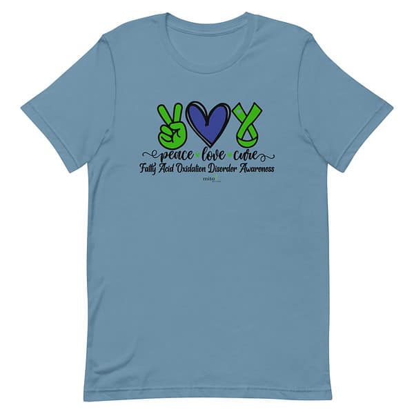 Short-Sleeve Unisex Blue Peace Love Cure (FAOD) T-Shirt - Image 5