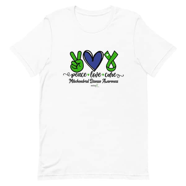 Short-Sleeve Unisex Blue Peace Love Cure T-Shirt