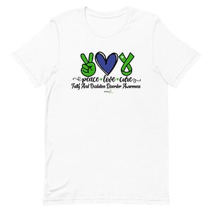 Short-Sleeve Unisex Blue Peace Love Cure (FAOD) T-Shirt