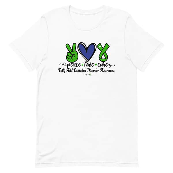 Short-Sleeve Unisex Blue Peace Love Cure (FAOD) T-Shirt