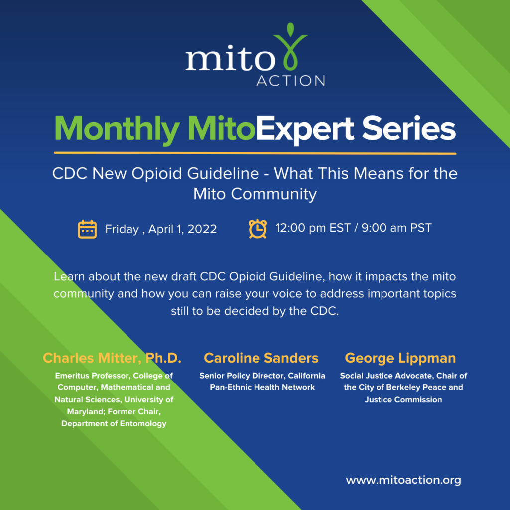 CDC New Opioid Guideline – What This Means for the Mito Community