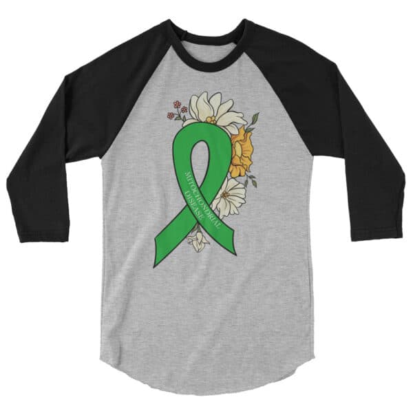 Green Ribbon by Korey Lesko 3/4 Sleeve Raglan Shirt - Image 2