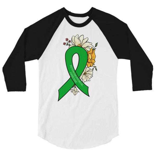 Green Ribbon by Korey Lesko 3/4 Sleeve Raglan Shirt