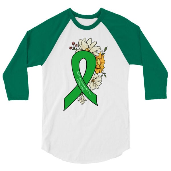 Green Ribbon by Korey Lesko 3/4 Sleeve Raglan Shirt - Image 4