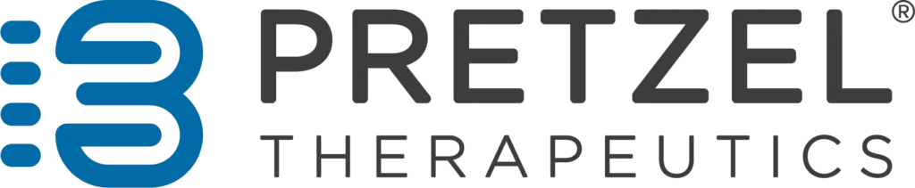 Pretzel Therapeutics logo: blue stylized pretzel icon to the left of the dark gray wordmark 'PRETZEL THERAPEUTICS'.  MitoAction